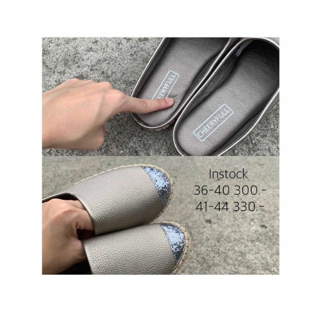 รองเท้าแตะsize 42-44 | Glitter slip on by Cheeryfull   รองเท้าเปิดส้น - รูปที่ 4