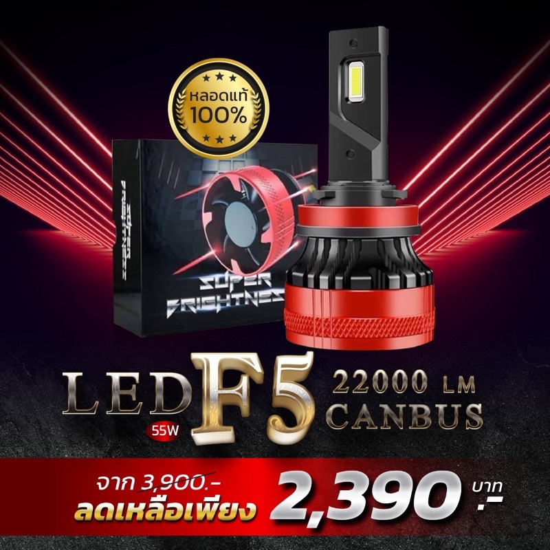 🎊หลอดแท้-ประกันศูนย์ไทย🎊ชุดไฟ LED F5 22,000LM