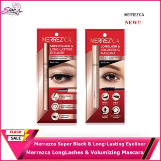 Merrezca Super Black &amp; Long-Lasting Eyeliner/Mascara ลองลาส แอนด์ วอลูไมซิ่ง  6.5g