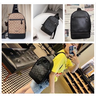 พร้อมส่ง แท้ 🇺🇸💯% New Coach กระเป๋า ผู้ชาย GRAHAM PACK IN SIGNATURE CANVAS (COACH F3757337598) QB/CH