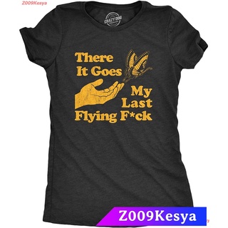 Z009Kesya เสื้อยืดผู้หญิงผ้าคอตตอน Crazy Dog T-Shirts Womens There Goes My Last Flying Fuck Tshirt Funny Sarcastic Tee s