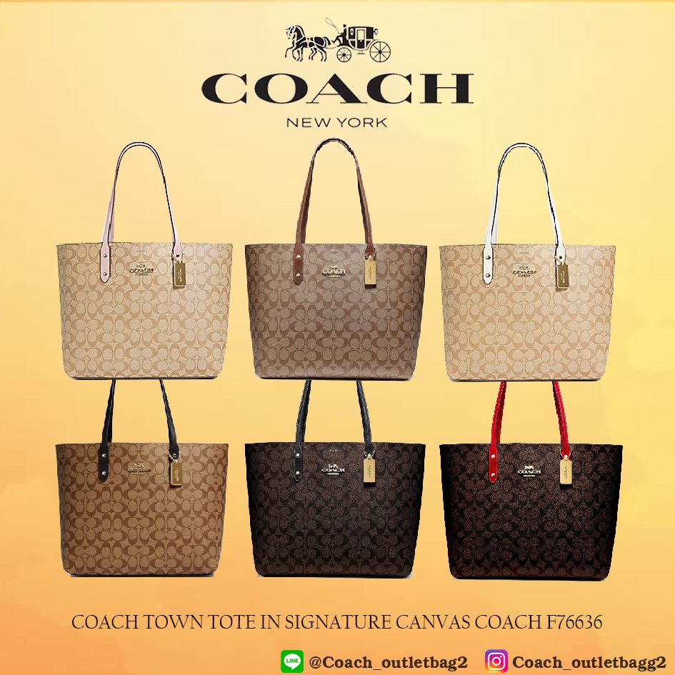 Coach TOWN TOTE IN SIGNATURE CANVAS COACH F76636