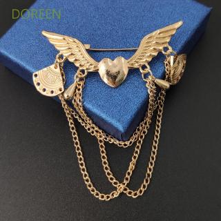 DOREEN Chain Long Tassel Lapel Pin Angle Wing Corsage Jewelry