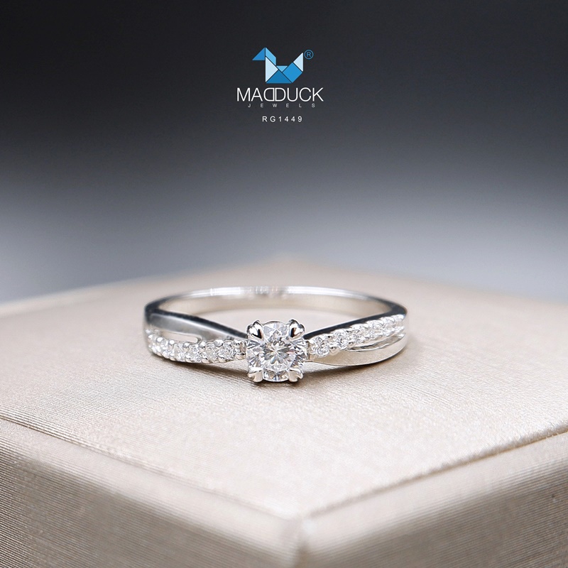 Madduckjewels แหวนเงินแท้ เพชร CZ ชุบโรเดียม RG1449