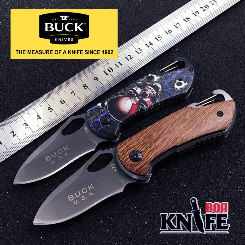 มีดพับ Buck KNIVES X74 ขนาด 15cm ไม้แท้ สแตนเลส มีระบบดีดใบ เดินป่า ป้องกันตัว ทำอาหาร