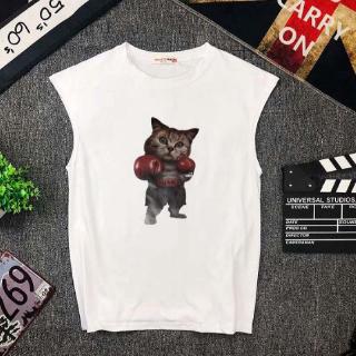 เสื้อแขนกุดลายแมว S - 3 Xl