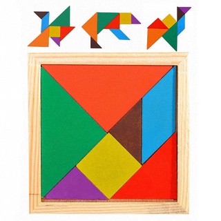 จิ๊กซอว์ไม้ Montessori Tangram 7 ชิ้นของเล่นฝึกสมองสําหรับเด็ก 1 ชิ้น