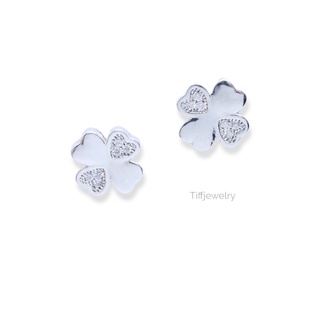 Tiffjewelry ต่างหูแฟชั่นเกาหลี เงินแท้ เพชร CZ 100%