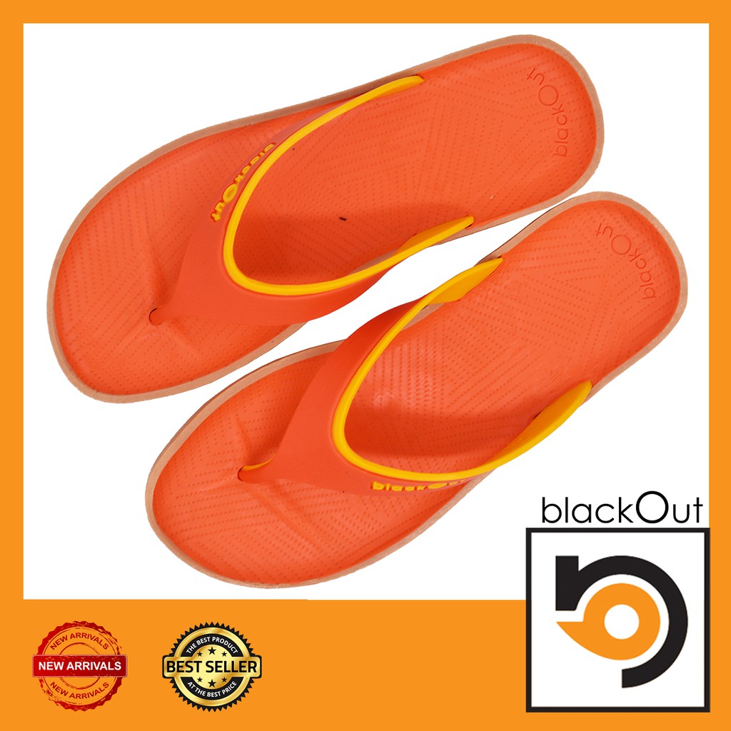 BlackOut Zyne รองเท้าแตะ รองเท้ายางกันลื่น พื้นส้มหูส้มเหลือง