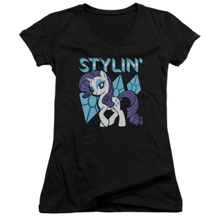 ลดกระหน่ํา เสื้อยืด คอวี พิมพ์ลาย My Little Pony TV Stylin Junior NFdfpj12OGfnck07