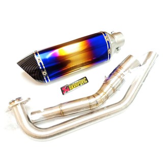 ปลายท่อ Akrapovic 14นิ้ว สีรุ้ง พร้อมคอท่อเลส✨R15new,MT-15,XSR155,Aerox,M-slaz,R15เก่า,newCBR150,cbr150เก่า,GR200R,Demon