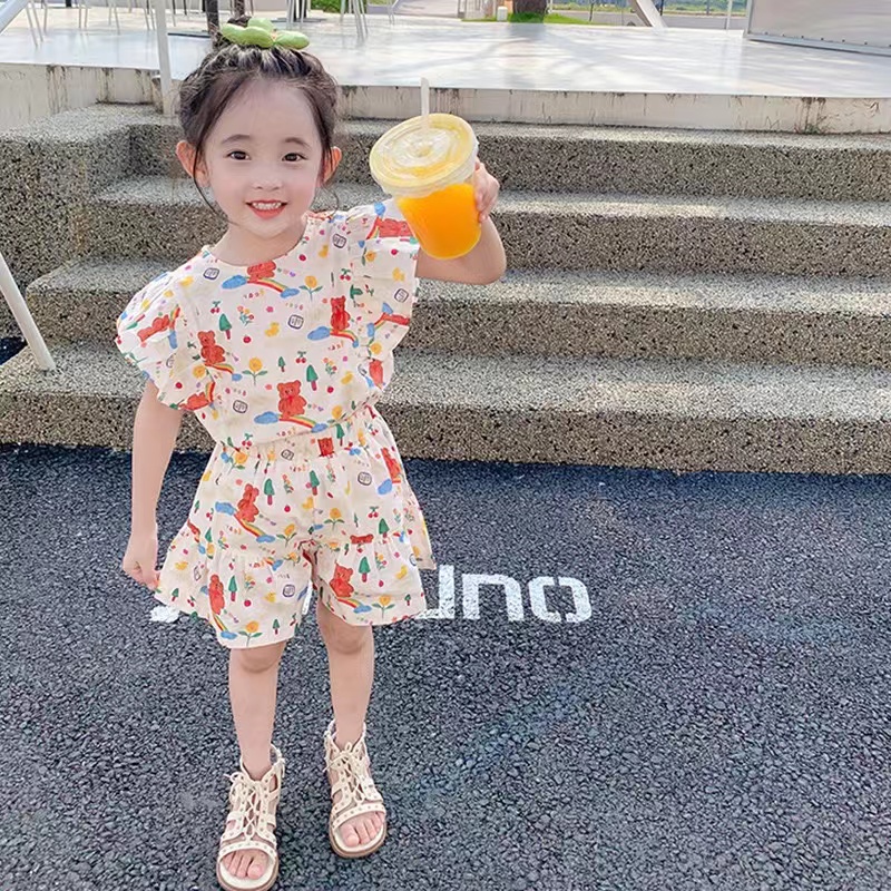 nana พร้อมส่ง 2220444ชุดเซ็ตเด็กผู้หญิง เสื้อ+กางเกงขายาวสำหรับเด็กผูหญิง