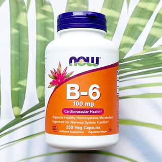 วิตามินบี6 Vitamin B-6, 100 mg 250 Veg Capsules B6 (Now Foods®)