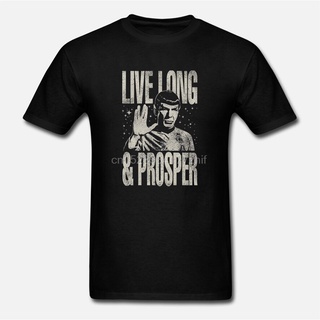 เสื้อยืดผ้าฝ้ายพิมพ์ลายขายดี เสื้อยืด พิมพ์ลาย Star Treks Spock Live Long And Prosper สําหรับผู้ใหญ่