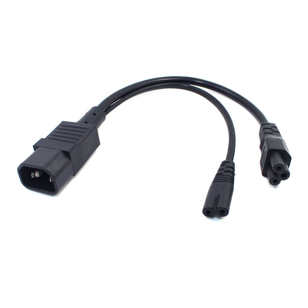 Iec320 C14 ปลั๊ก 3-Prong ชายสายไฟ AC Power Adapter to C7 +C5 หญิง, Y ประเภท Splitter สายไฟ 30 ซม.