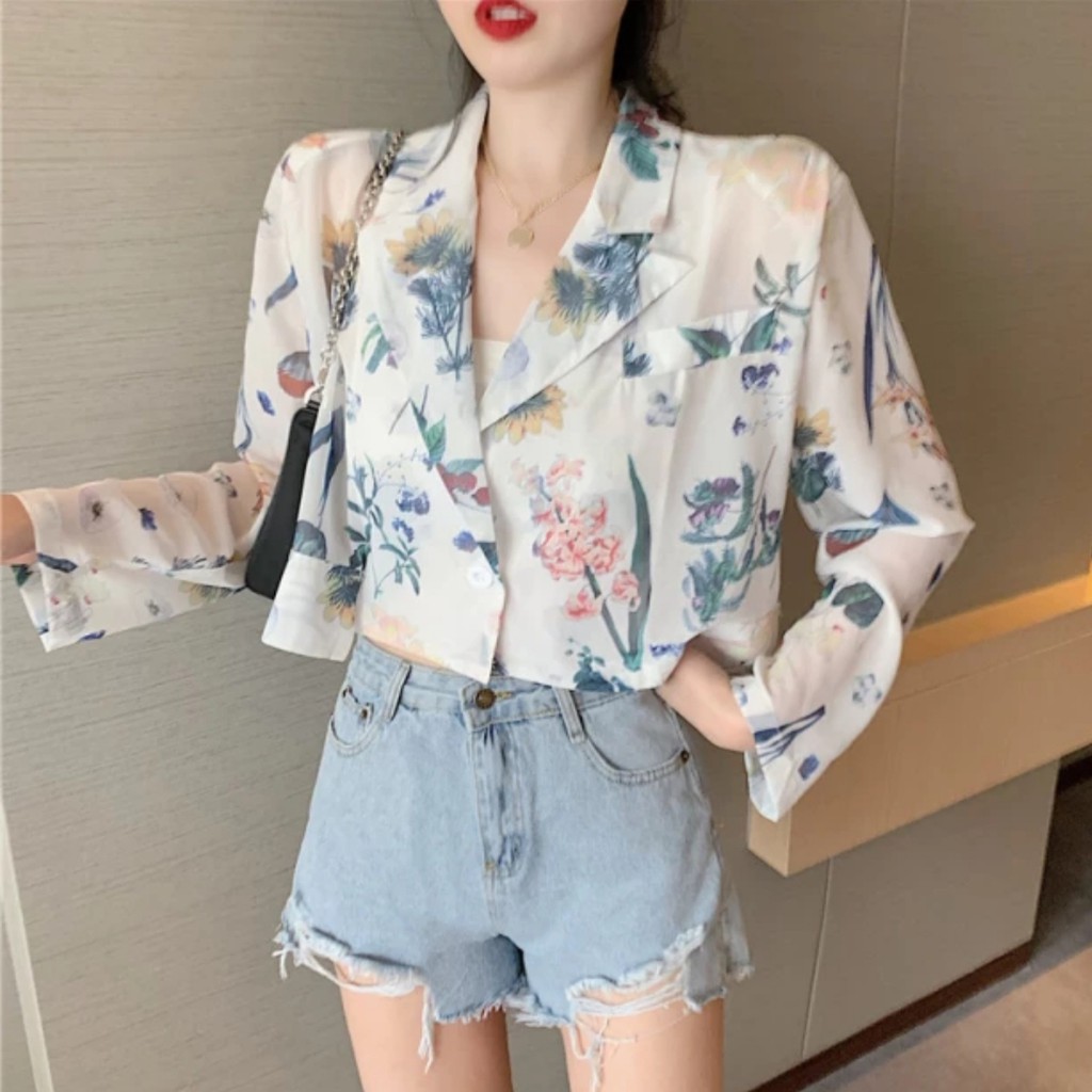 [Basica Moda] 22110 เสื้อครอปผู้หญิง Dandelion Organze Blazer Top