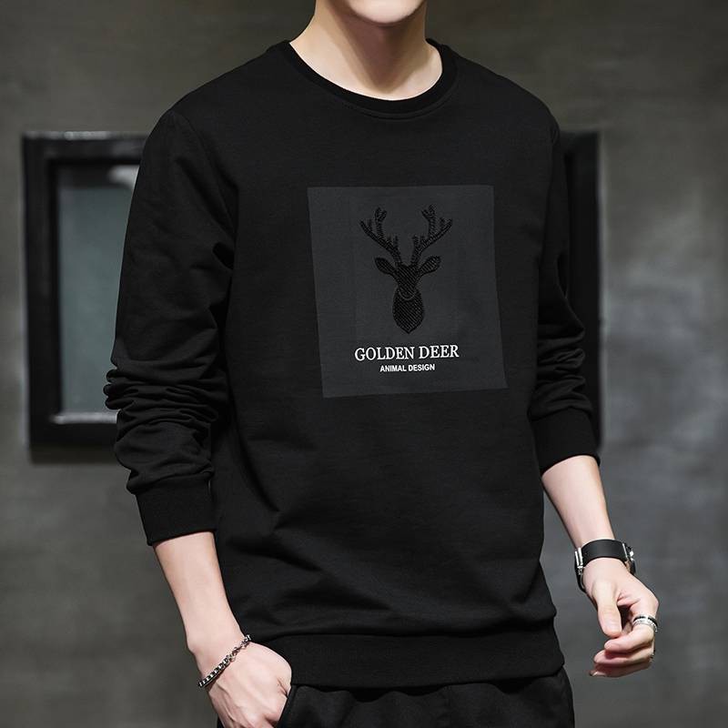 เสื้อยืดผู้ชายแขนยาว แนวเกาหลี INS เสื้อผ้าแฟชั่นผู้ชาย คอกลม