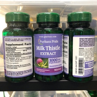 Puritans Pride [16v บำรุงตับ Milk Thistle 1000 mg /Standardized 250mg 90/180 soft ถูกสุด] ดีท็อกล้างสารพิษตับ-ไต ดื่ม