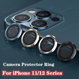 เคสโทรศัพท์กรอบโลหะสำหรับ For iPhone 12 Pro Max Metal Ring Glass Full Cover Camera Lens Protectors for iPhone 12pro max 12mini 12pro Protective Cap iPhone  Camera Lens Tempered Glass Protector For iPhone 11 Camera Lens Protector Glass For iPhone 11 Pro