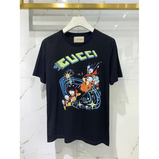 เสื้อยืด Cotton ComfortGucci เสื้อยืดคอกลม แขนสั้น พิมพ์ลาย Disney Starry Sky Donald Duck สําหรับผู้ชาย และผู้หญิงขนาดเต