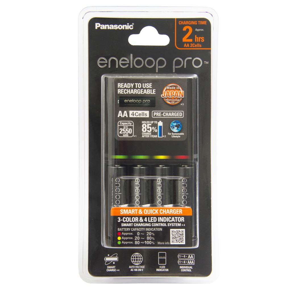 Quick Charger Eneloop Pro 2Hr พร้อม Eneloop Pro AA 2550mAh 4 ก้อน
