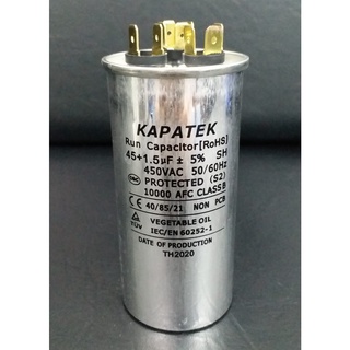 คาปาซิเตอร์ แคปรันแอร์ KAPATEK 45+1.5 uF 450 V 3 ขั้ว