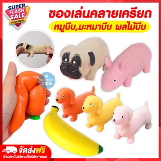 Rtพร้อมส่ง ของเล่นบีบๆ หมูบีบ ผลไม้บีบ ปั๊กบีบ ของเล่นบีบ ที่บีบคลายเครียด บริหารมือ ช่วยฝึกกล้ามเนื้อ ของเล่นยืดได้