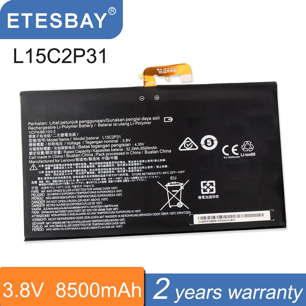 ETESBAY L15C2P31 Laptop Battery For Lenovo Yoga Book YB1-X91F X91L X91X YB1-X90F YB1-X90L Series 3.8