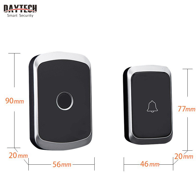 mltb Daytech Wireless Doorbell 1 Receiver and 2 Buttons Door Bell Loceng Rumah IP44 Waterproof