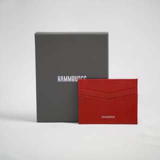 Hammburgg Card holder กระเป๋าสตางค์ ใส่บัตร หนังแท้ ใส่ชื่อได้  (Basiq Red)