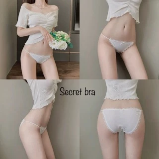 กางเกงใน บิกินี่เอวต่ำ เส้นข้างเล็ก แต่งขอบลูกไม้นิ่ม ผ้าลื่นๆใส่สบาย L เซ็กซี่ 8884