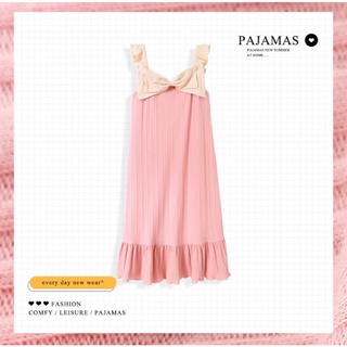 ชุดนอน น่ารักๆ สีชมพู อกยางยืด ผ้าร่อง นุ่มๆ พร้อมส่ง