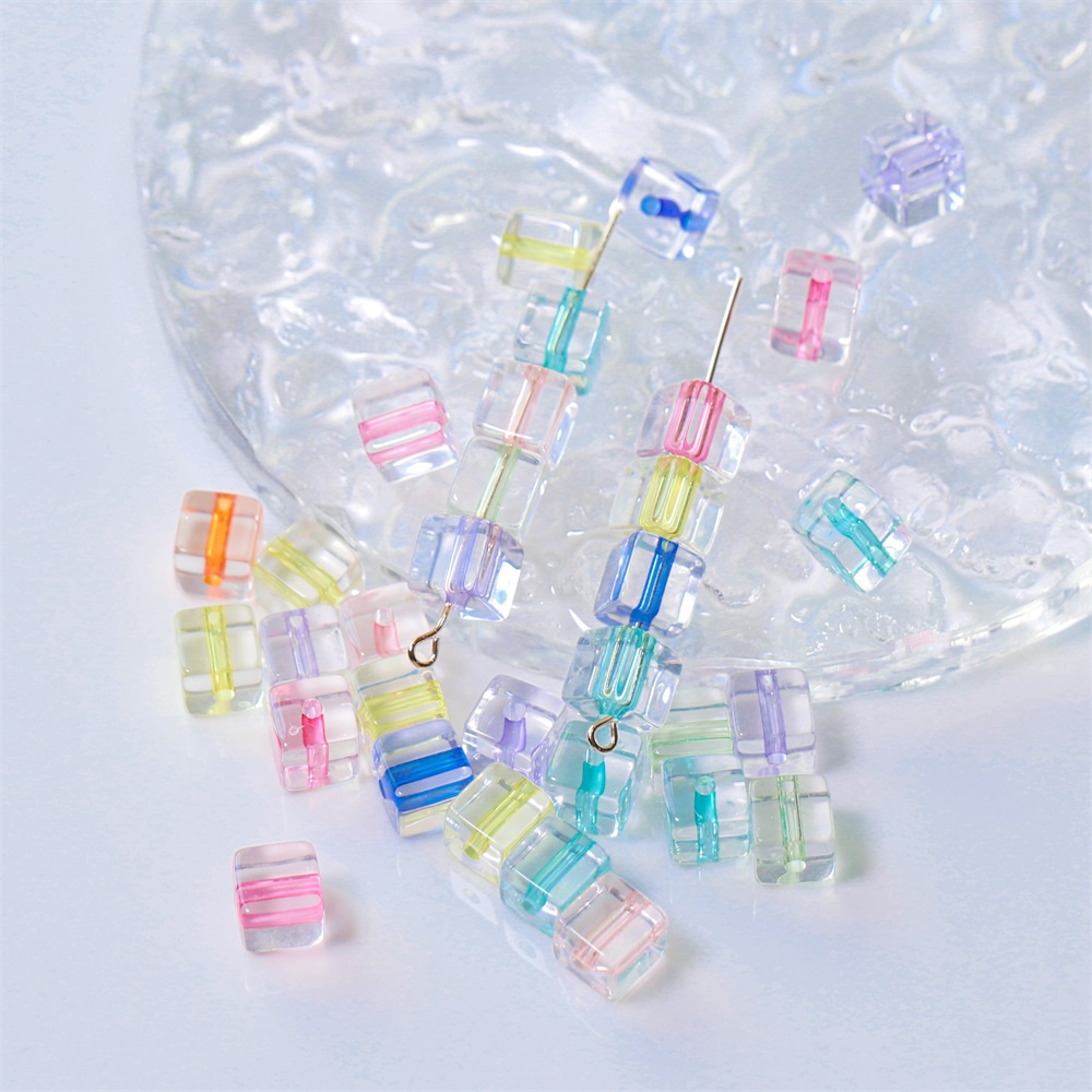 St.kunkka ลูกปัดแกนสี่เหลี่ยมอะคริลิคใส 8 มม. 30 ชิ้น/แพ็ค