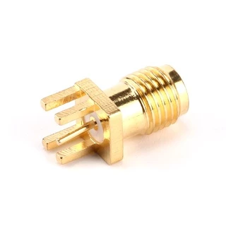 แจ็คเชื่อมต่อ SMA ตัวเมีย 10 ชิ้น สําหรับตัวเชื่อมต่อ RF PCB ชุบทอง ขอบบัดกรี 1.6 มม.