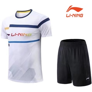 Li Ning เสื้อผ้าแบดมินตัน ระบายอากาศ แห้งเร็ว แขนสั้น เหมาะกับการเล่นกีฬา เทนนิส สําหรับผู้ชาย และผู้หญิง