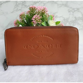 🎀 (สด-ผ่อน) ส่งฟรี กระเป๋าสตางค์ซิปรอบ สีน้ำตาล F24648 Accordion Wallet Coach