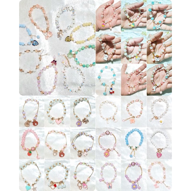 กำไลข้อมือห้อยดอกเดซี่ กำไลข้อมือประดับจี้ดอกไม้ ยืดได้ฟรีไซส์  กำไลข้อมือประดับคริสตัล สามารถเลือกแบบได้เอง พร้อมส่งค่า