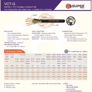 [ 1 เมตร ] S-SUPER VCT-G 5เส้น 5C สายคอนโทรลและสายอ่อน 4 คอร์ + กราวด์ VCT 4C+GRD 1.0 / 1.5 / 2.5 / 4.0 / 6.0 VCT 5คอ...