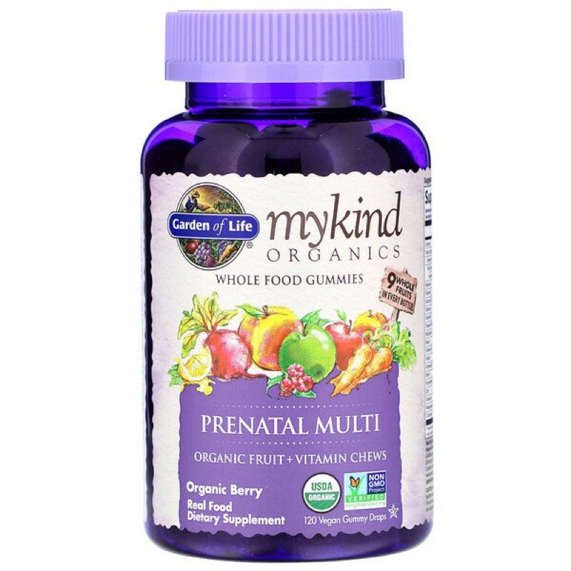 USA🇺🇸⚡️ Garden of Life, MyKind Organics, Prenatal Multi, Berry, 120 Vegan Gummy Drops