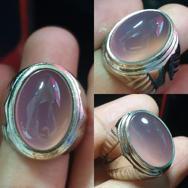 NATURAL LAVENDER AGATE RING STONE, SMOOTH, SHINY, และ SHINY