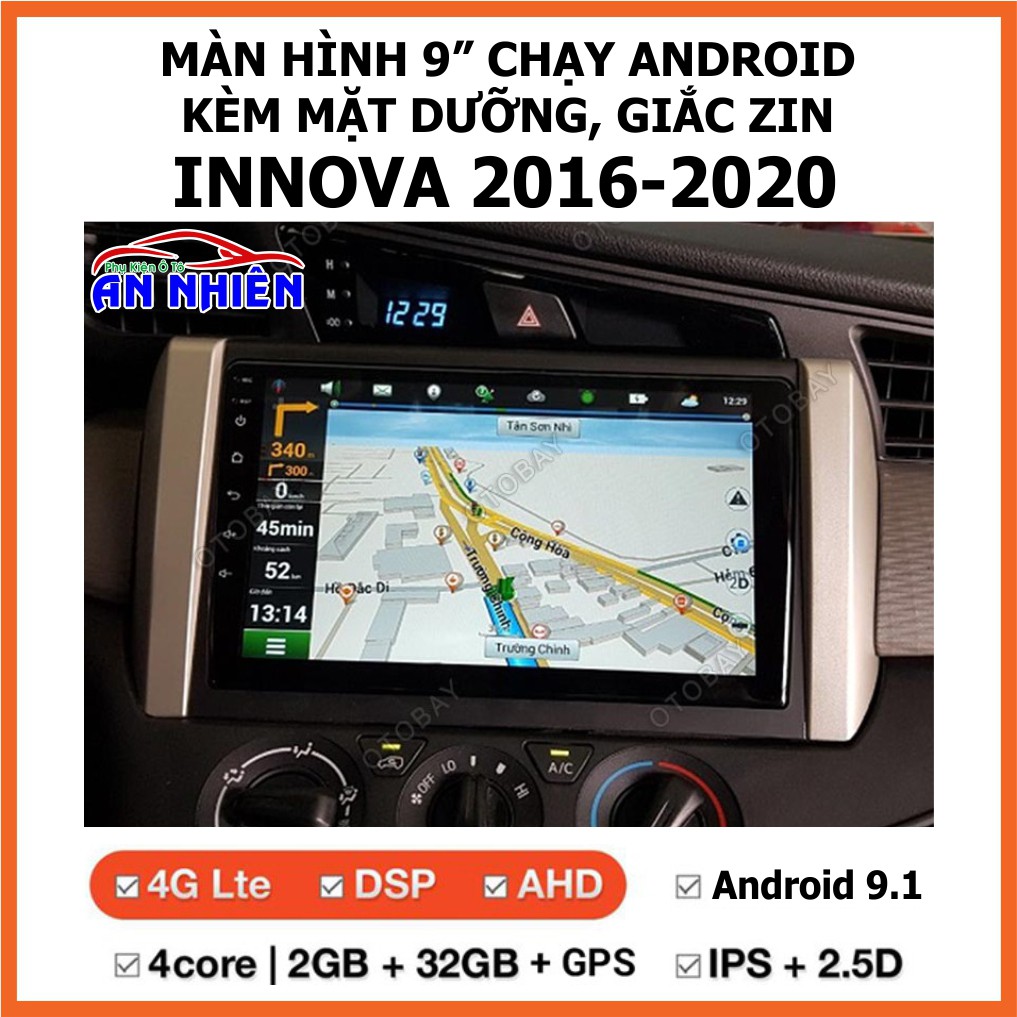 หน ้ าจอ 9 นิ ้ วสําหรับ INNOVA 2016-2020 Car, เวียดนาม Android DVD Player พร ้ อม TOYOTA INNOVA Zin Jack Face