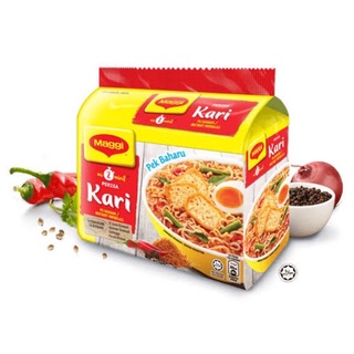 บะหมี่กึ่งสำเร็จรูป เเม็คกี้ รสเเกงกะหรี่ Maggi Kari 1เเพ็ค 5ห่อ