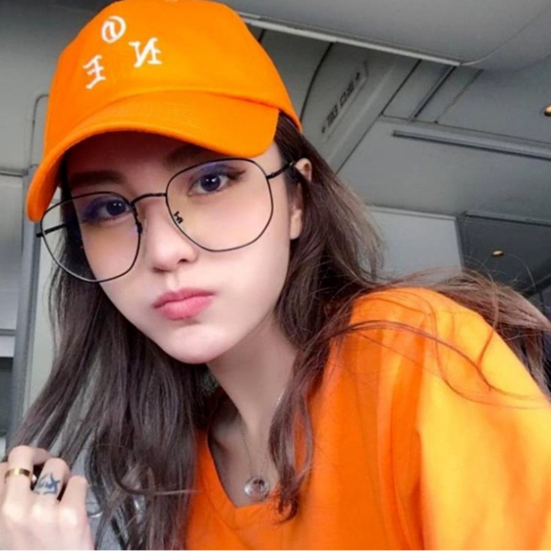 (JIUERBA)COD (คลังสินค้าพร้อม)แฟชั่นเกาหลีกรอบโลหะสี่เหลี่ยมขนาดใหญ่แว่นตาป้องกันสีฟ้าแว่นตาสำหรับผู้หญิงเลนส์ถอดเปลี่ยน