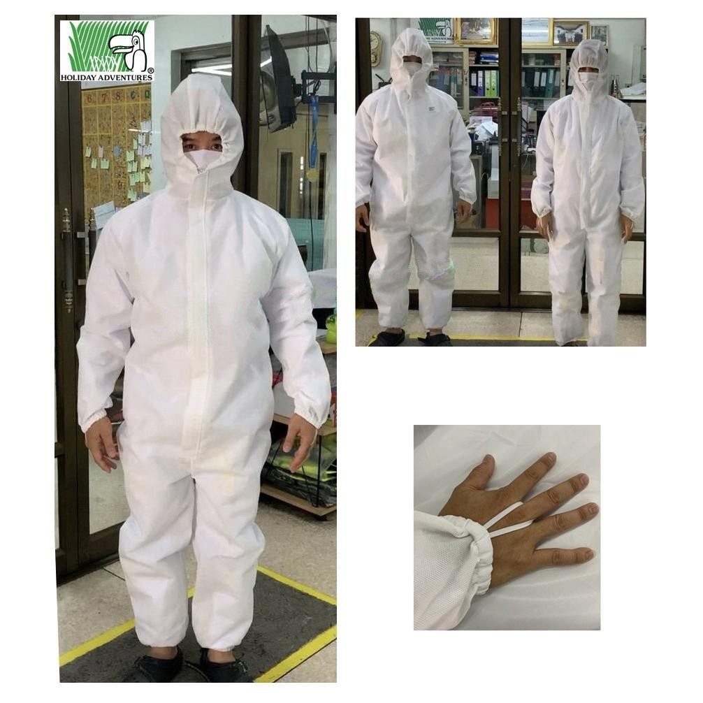 ชุดหมี PPE ผ้าสปันบอนด์หนาพิเศษ 100 แกรม