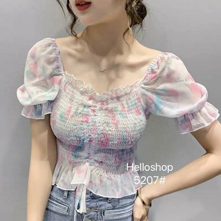 pastalonthebeach⛱🌈 เสื้อแขนสั้นรูดหน้า แขนตุ๊กตาแบบสม็อครอบตัว สวยหวานมากๆเลยจ้า