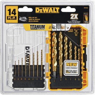 DEWALT : DWTDW1354* ดอกสว่านนำร่อง 14-Piece Titanium Drill Bit Set