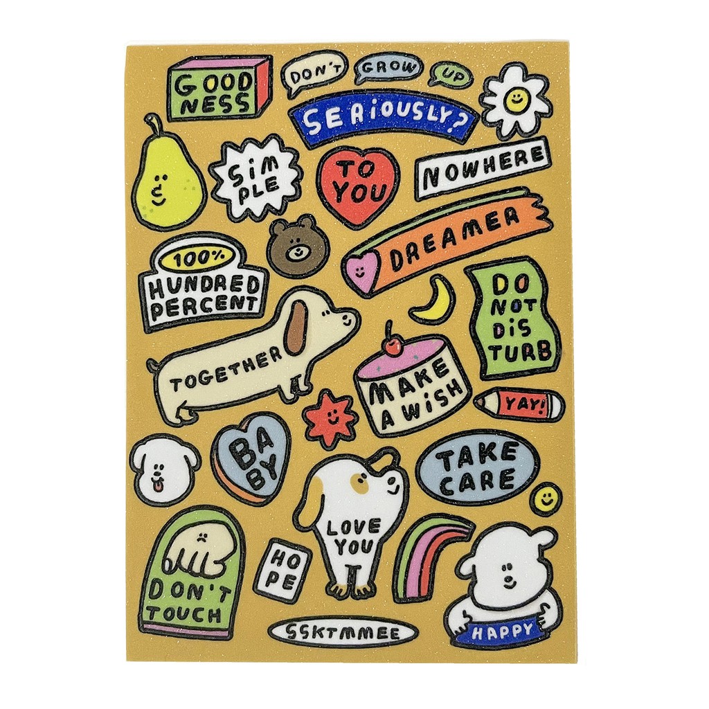 ssktmmee - glitter sticker (words)