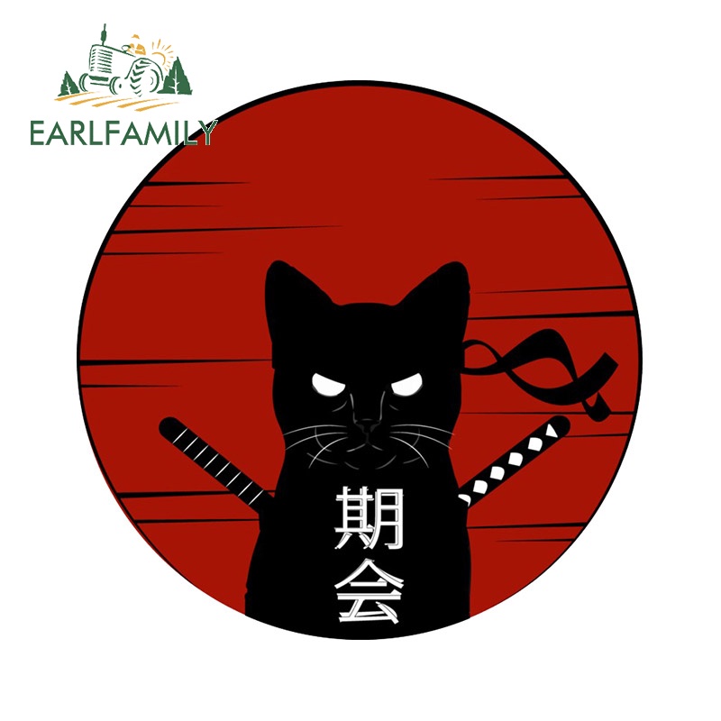 EARLFAMILY 13 ซม.สําหรับSamurai Cat Animeรถสติกเกอร์การ์ตูนสไตล์Decalไวนิลรถยนต์กันชนสติกเกอร์หน้าต่าง