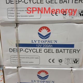 แบตเตอรี่  12V 200Ah LVTOPSUN เกรด A ประกัน 3 ปี Gel Battery Deep cycle มาตรฐานเยอรมัน โซล่าเซลล์ ขายโดย SPNMenergy