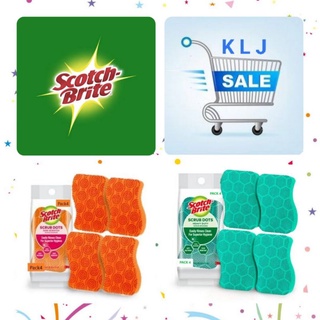 Scotch Brite Scrub Dots สก๊อตช์ไบรต์ สก็อตไบรท์ สครับดอท แผ่นใยขัด ไร้ริ้วรอย สีส้ม 1แพค*4ชิ้น